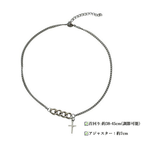 チェーンネックレスクロスモチーフ大人 重ね付け風 メタル ショートネックレス レディース 非対称デザイン レトロ ペンダントカジュアル アクセサリー 通学 21SHIPIN-030