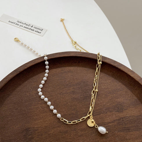異素材mix チョーカーネックレス 人気 チェーンパールネックレス レディース 韓国風 切り替え アクセサリー 大人カジュアル 首飾り 韓流 可愛い ジュエリー 21SHIPIN-032
