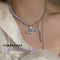 宇宙風ネックレスレディース キラキラ ハートチェーンネックレス 異素材mix 切り替え アクセサリー 非対称デザイン 韓国風 ジュエリー 韓流 ギフト 可愛い 21SHIPIN-035