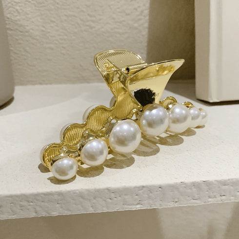 パールバンスクリップ 大人可愛い 新作 ヘアクリップ ゴールド 簡単髪留め ゴージャス ヘアアクセサリー 髪飾り 春夏 大人上品 韓国風 雑貨 20代 30代 21SHIPIN-039