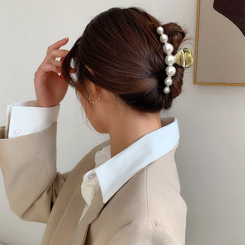 パールバンスクリップ 大人可愛い 新作 ヘアクリップ ゴールド 簡単髪留め ゴージャス ヘアアクセサリー 髪飾り 春夏 大人上品 韓国風 雑貨 20代 30代 21SHIPIN-039