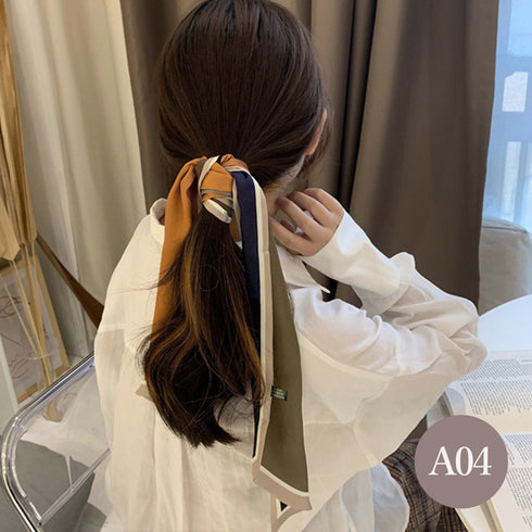 スカーフ ヘアバンド レディース ロング マルチスカーフ ヘアアクセサリー 髪留め 可愛い 柄スカーフ 軽い 柔らかい ポニーテール結び 万能アイテム カジュアル 21SHIPIN-043