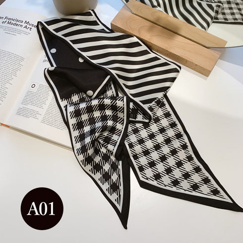 スカーフ ヘアバンド レディース ロング マルチスカーフ ヘアアクセサリー 髪留め 可愛い 柄スカーフ 軽い 柔らかい ポニーテール結び 万能アイテム カジュアル 21SHIPIN-043