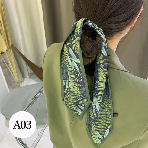 スカーフ ヘアバンド レディース ロング マルチスカーフ ヘアアクセサリー 髪留め 可愛い 柄スカーフ 軽い 柔らかい ポニーテール結び 万能アイテム カジュアル 21SHIPIN-043