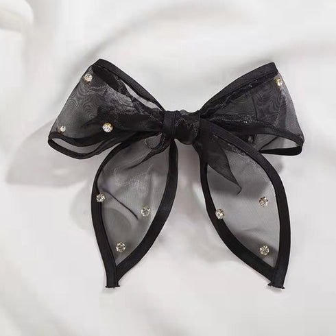 BIGリボンバレッタ キラキラ 大きめ リボンヘアクリップ ラインストーン ヘアアレンジ レディース ヘアアクセサリー おしゃれ 髪留め パッチン留め 髪飾り 21SHIPIN-044