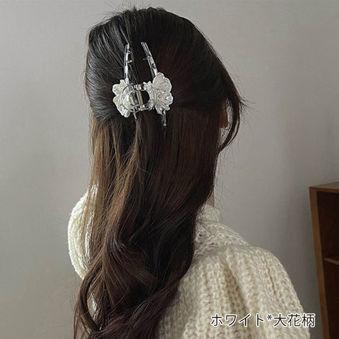 樹脂ヘアクリップ大人っぽいまとめ髪お洒落 花 バンスクリップ 大きめ 髪留め 大人女性 ヘアアクセサリー 人気プレゼント オフィス雑貨 オルチャン ヘアアクセ 春 21SHIPIN-054