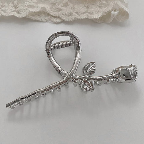 バンスクリップ ヘアクリップ レディース ヘアアクセサリー バラ ローズ 大人女性 簡単髪留め おしゃれ 髪飾り オルチャン ヘアアクセ 韓国風 フラワー リーフ 21SHIPIN-056