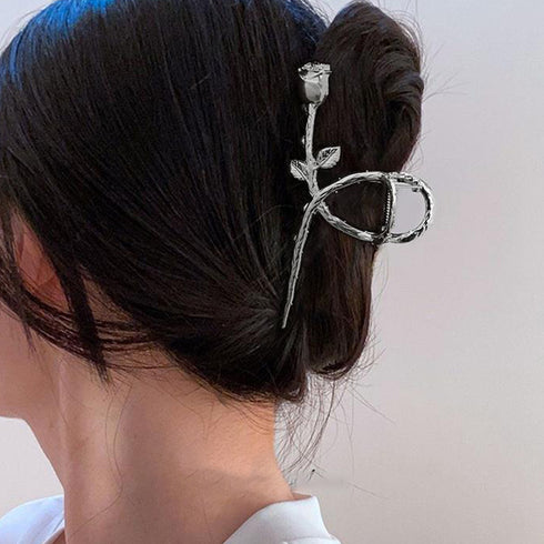 バンスクリップ ヘアクリップ レディース ヘアアクセサリー バラ ローズ 大人女性 簡単髪留め おしゃれ 髪飾り オルチャン ヘアアクセ 韓国風 フラワー リーフ 21SHIPIN-056