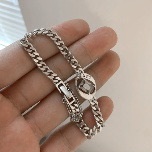 チェーンブレスレットレディース おしゃれ アクセサリー ラインストーン 重ね付けブレスレット メタル シルバー 秋アクセ 着こなし レトロ風 大人カジュアル 人気 21SHIPIN-059