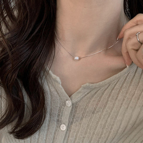 フェイクパールネックレスレディース 上品 チェーンネックレス 女性 アクセサリー 韓国風 首飾り 大人カジュアル ジュエリー シルバー 小粒パール パーティー 21SHIPIN-062