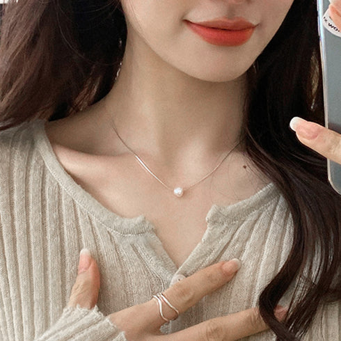 フェイクパールネックレスレディース 上品 チェーンネックレス 女性 アクセサリー 韓国風 首飾り 大人カジュアル ジュエリー シルバー 小粒パール パーティー 21SHIPIN-062