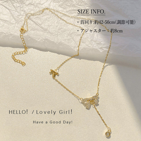 蝶々チェーンネックレスレディース可愛い アクセサリー 細めチェーン きらきら 首飾り 大人上品 人気プレゼント ギフト 春夏 アクセ きれいめ 韓国ファション 21SHIPIN-068