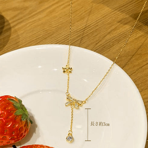 蝶々チェーンネックレスレディース可愛い アクセサリー 細めチェーン きらきら 首飾り 大人上品 人気プレゼント ギフト 春夏 アクセ きれいめ 韓国ファション 21SHIPIN-068