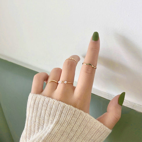 マルチデザイン リングセット レディース 指輪 重ね付け アクセサリー 韓国風 大人かわいいギフト ゴールド シルバー プチプラジュエリー フェイクパール 20代 21SHIPIN-081
