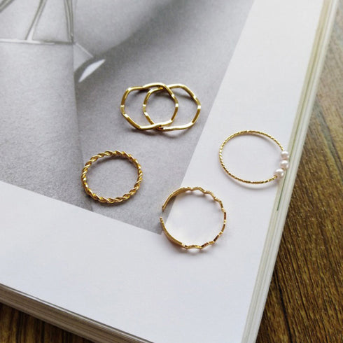 マルチデザイン リングセット レディース 指輪 重ね付け アクセサリー 韓国風 大人かわいいギフト ゴールド シルバー プチプラジュエリー フェイクパール 20代 21SHIPIN-081