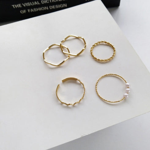 マルチデザイン リングセット レディース 指輪 重ね付け アクセサリー 韓国風 大人かわいいギフト ゴールド シルバー プチプラジュエリー フェイクパール 20代 21SHIPIN-081