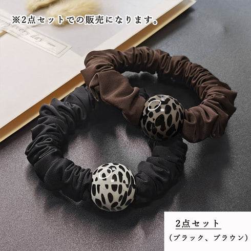レオパード柄ヘアゴム レディースシュシュ ヘアアクセサリー 2点セット ヒョウ柄 韓国ファッション ヘアアクセ プチプラ 30代40代50代 アニマル柄 髪飾り 21SHIPIN-083
