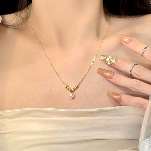 フェイクパールネックレスレディース可愛い ネックレス ゴールド 人気アクセサリー 韓国風 ファッション小物 上品 結婚式 パーティー ジュエリー 女子会 おしゃれ 21SHIPIN-084