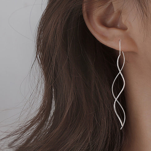 揺れるチェーンピアス ロングピアス 上品 アクセサリー レディース 波型ピアス メタル ジュエリー ウェーブ ゴールド おしゃれ人気 ギフト 20代30代 耳飾り 21SHIPIN-089