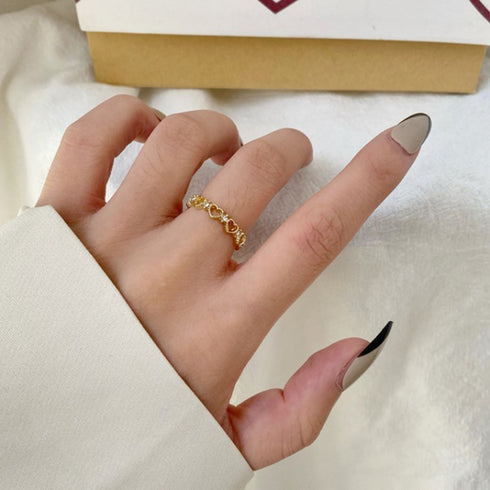 ハートリング レディース きらきら 指輪 リング指輪 ゴールド アクセサリー 流行り ジュエリー フェミニン 人気プレゼント メタル 人差し指 韓国ファッション 21SHIPIN-091