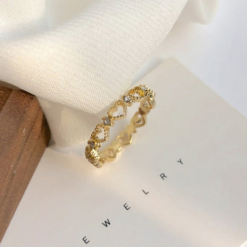 ハートリング レディース きらきら 指輪 リング指輪 ゴールド アクセサリー 流行り ジュエリー フェミニン 人気プレゼント メタル 人差し指 韓国ファッション 21SHIPIN-091