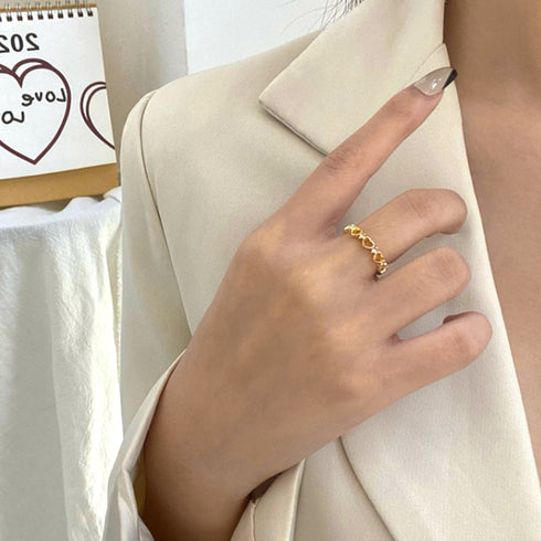 ハートリング レディース きらきら 指輪 リング指輪 ゴールド アクセサリー 流行り ジュエリー フェミニン 人気プレゼント メタル 人差し指 韓国ファッション 21SHIPIN-091
