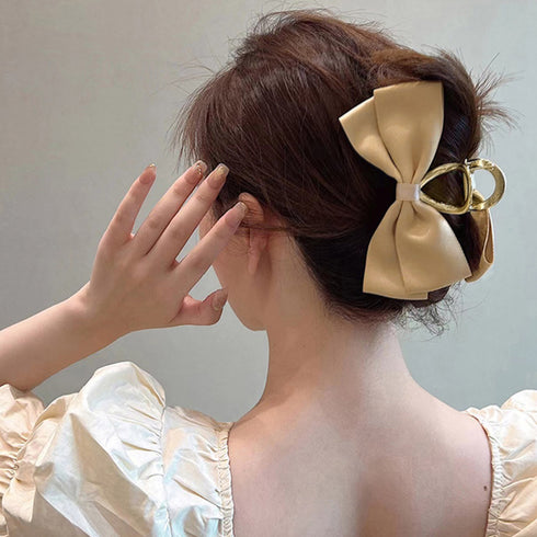 ビッグリボン ヘアクリップ レディース春 リボンクリップ 韓国風 リボンバレッタ トレンドヘアアクセサリー 大人可愛い髪飾り まとめ髪 オフィスカジュアル 女子会 21SHIPIN-095