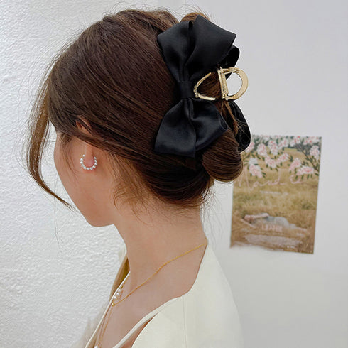 ビッグリボン ヘアクリップ レディース春 リボンクリップ 韓国風 リボンバレッタ トレンドヘアアクセサリー 大人可愛い髪飾り まとめ髪 オフィスカジュアル 女子会 21SHIPIN-095