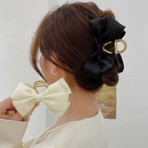ビッグリボン ヘアクリップ レディース春 リボンクリップ 韓国風 リボンバレッタ トレンドヘアアクセサリー 大人可愛い髪飾り まとめ髪 オフィスカジュアル 女子会 21SHIPIN-095