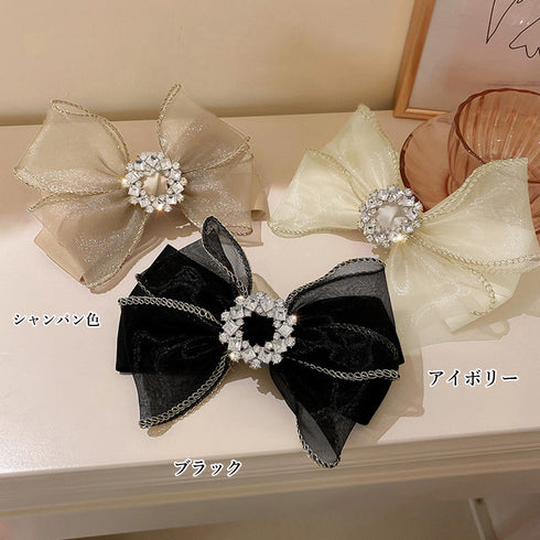ビッグリボン ヘアクリップ レディース リボンクリップ 光沢感 韓国風 リボンバレッタ ヘアアクセサリー 髪飾り 蝶々結び 大人可愛いまとめ髪 キラキラ 女子会 21SHIPIN-098