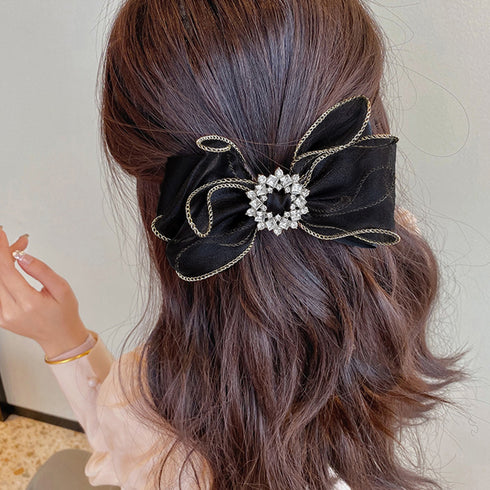 ビッグリボン ヘアクリップ レディース リボンクリップ 光沢感 韓国風 リボンバレッタ ヘアアクセサリー 髪飾り 蝶々結び 大人可愛いまとめ髪 キラキラ 女子会 21SHIPIN-098