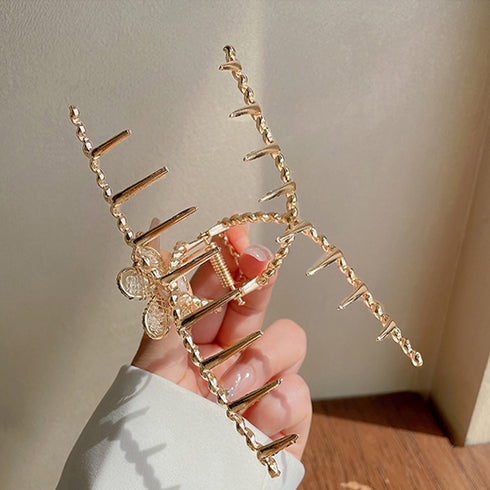 フラワーバンスクリップパールヘアクリップ ゴールドヘアアクセサリー レディース 春夏ファッション小物 パール おしゃれ まとめ髪 ゴージャスヘアアレンジ きれいめ 21SHIPIN-099