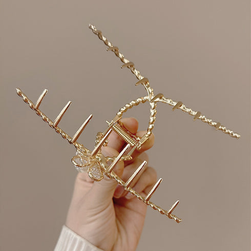 フラワーバンスクリップパールヘアクリップ ゴールドヘアアクセサリー レディース 春夏ファッション小物 パール おしゃれ まとめ髪 ゴージャスヘアアレンジ きれいめ 21SHIPIN-099