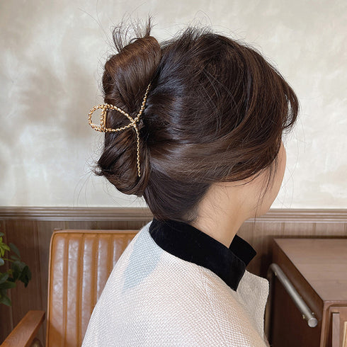 フラワーバンスクリップパールヘアクリップ ゴールドヘアアクセサリー レディース 春夏ファッション小物 パール おしゃれ まとめ髪 ゴージャスヘアアレンジ きれいめ 21SHIPIN-099