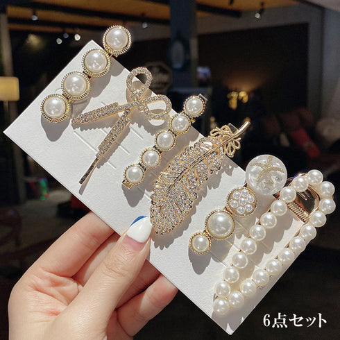 ヘアピンセットレディース キラキラ髪飾り ヘアピン おしゃれ きらめき 5点セット 6点セット ヘア留め お呼ばれ 結婚式ヘアクリップ パール ヘアアクセサリー 21SHIPIN-102