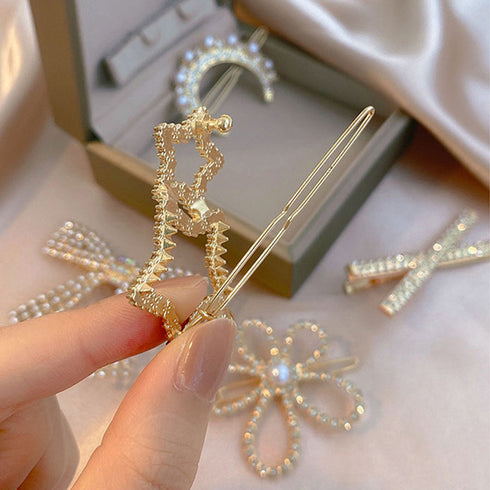 ヘアピンセットレディース キラキラ髪飾り ヘアピン おしゃれ きらめき 5点セット 6点セット ヘア留め お呼ばれ 結婚式ヘアクリップ パール ヘアアクセサリー 21SHIPIN-102