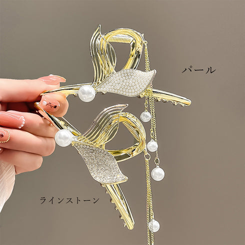 ヘアクリップ ゴージャスヘアアクセサリー 髪留め 韓国 パール ビジュー ヘアアレンジ キラキラ パーティー ジュエリー エレガント バンスクリップ 華やか髪飾り 21SHIPIN-106