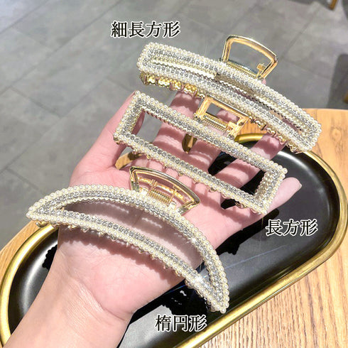 バンスクリップ韓国風 ヘアクリップ髪留め 異素材mixヘアアクセサリー レディース ヘアアレンジ オルチャン まとめ髪 雑貨 ヘアスタイル 簡単挟む ヘアアクセ 21SHIPIN-109