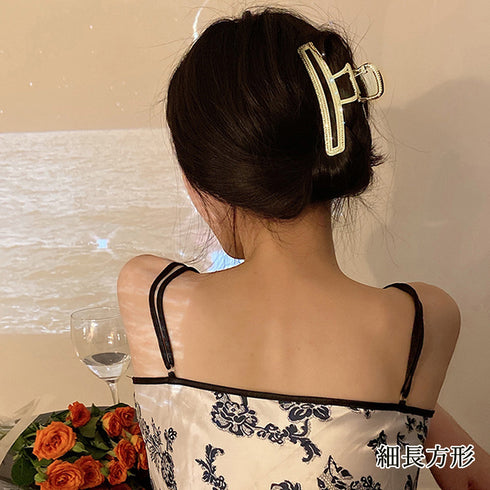 バンスクリップ韓国風 ヘアクリップ髪留め 異素材mixヘアアクセサリー レディース ヘアアレンジ オルチャン まとめ髪 雑貨 ヘアスタイル 簡単挟む ヘアアクセ 21SHIPIN-109