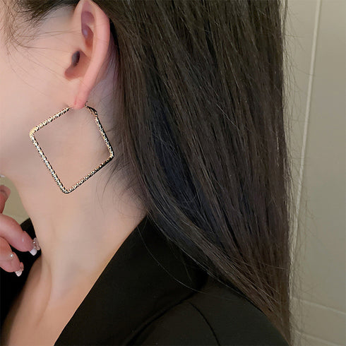 幾何学模様ピアスレディース おしゃれ 夏 スクエア フープピアス シルバー ゴールド シンプルピアス メタル 大人ピアス 人気アクセサリー 個性的 人気プレゼント 21SHIPIN-110