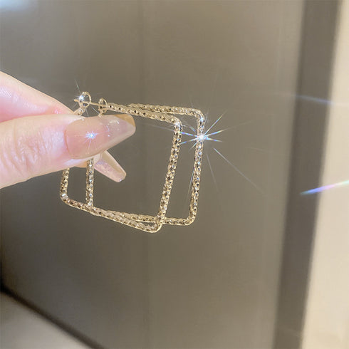 幾何学模様ピアスレディース おしゃれ 夏 スクエア フープピアス シルバー ゴールド シンプルピアス メタル 大人ピアス 人気アクセサリー 個性的 人気プレゼント 21SHIPIN-110