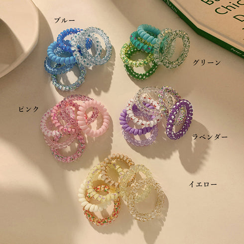 グラデーションスプリングヘアゴム セット ぐるぐる カラーヘアゴム6個セット レディース ヘアアクセサリー ヘアアレンジ 可愛い 普段使い ヘアタイ クリアカラー 21SHIPIN-111