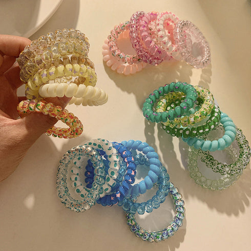 グラデーションスプリングヘアゴム セット ぐるぐる カラーヘアゴム6個セット レディース ヘアアクセサリー ヘアアレンジ 可愛い 普段使い ヘアタイ クリアカラー 21SHIPIN-111