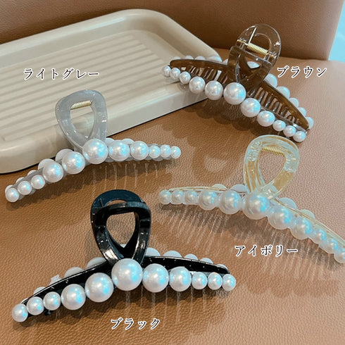 ヘアクリップ 大きめヘアアクセサリー黒 レディース 可愛いヘアアクセサリー ボリューム パールワニクリップ まとめ髪 簡単 ヘア小物 オフィスカジュアル 髪飾り 21SHIPIN-115