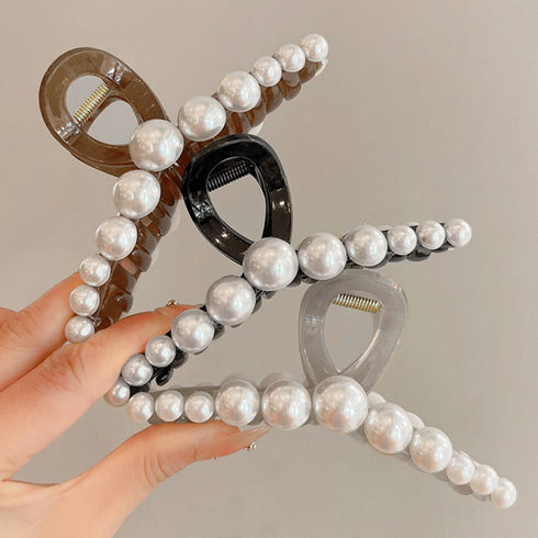 ヘアクリップ 大きめヘアアクセサリー黒 レディース 可愛いヘアアクセサリー ボリューム パールワニクリップ まとめ髪 簡単 ヘア小物 オフィスカジュアル 髪飾り 21SHIPIN-115