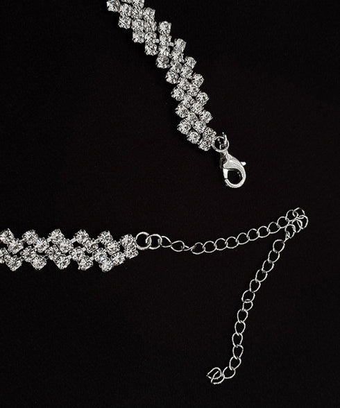 キラキラ ラインストーンネックレス 人気 ショートネックレス レディース プチプラアクセサリー 韓国風 ジュエリー 韓流 ギフト可愛い おしゃれ ビジュー 結婚式 21SHIPIN-118