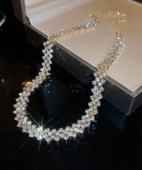 キラキラ ラインストーンネックレス 人気 ショートネックレス レディース プチプラアクセサリー 韓国風 ジュエリー 韓流 ギフト可愛い おしゃれ ビジュー 結婚式 21SHIPIN-118