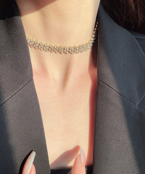 キラキラ ラインストーンネックレス 人気 ショートネックレス レディース プチプラアクセサリー 韓国風 ジュエリー 韓流 ギフト可愛い おしゃれ ビジュー 結婚式 21SHIPIN-118