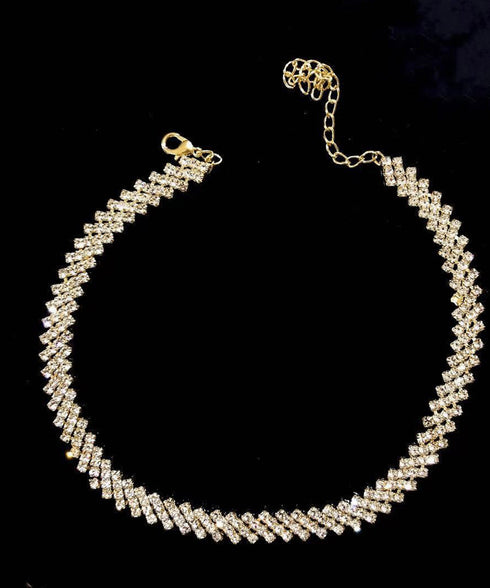 キラキラ ラインストーンネックレス 人気 ショートネックレス レディース プチプラアクセサリー 韓国風 ジュエリー 韓流 ギフト可愛い おしゃれ ビジュー 結婚式 21SHIPIN-118