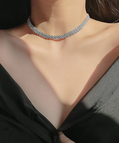 キラキラ ラインストーンネックレス 人気 ショートネックレス レディース プチプラアクセサリー 韓国風 ジュエリー 韓流 ギフト可愛い おしゃれ ビジュー 結婚式 21SHIPIN-118